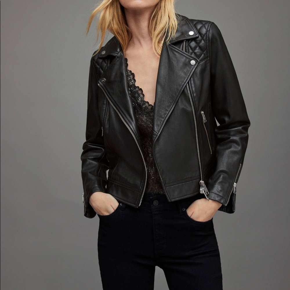 All Saints Caden Leather Jacket Size 6